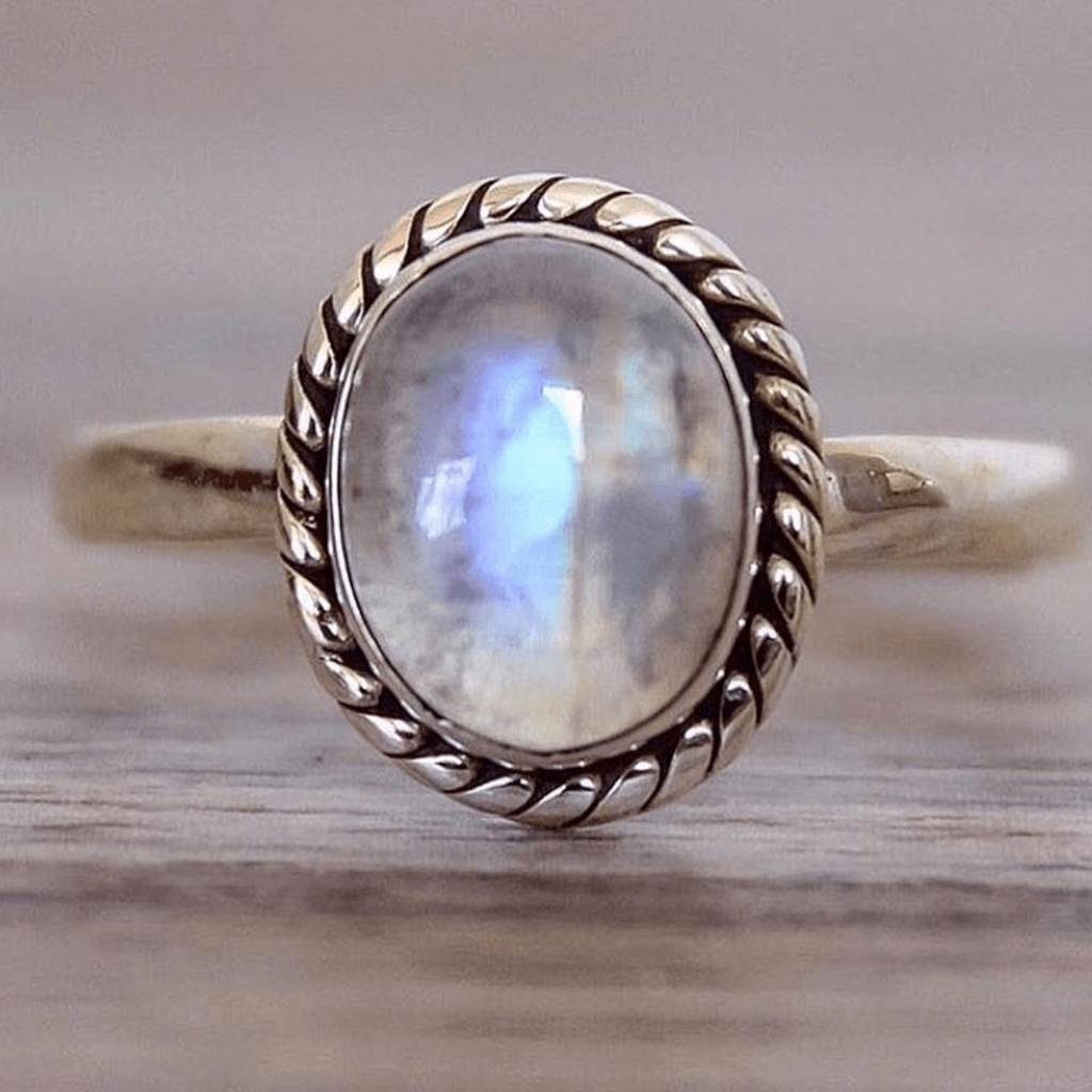 Cincin Vintage Batu Bulan Perak Wanita 925