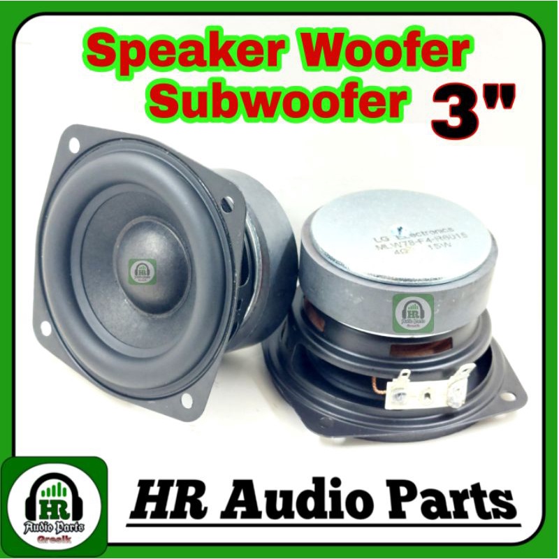 Speaker 3&quot; Inch 15W 4R Woofer Subwoofer 15Watt 4 Ohm 75mm 7.5Cm Ring Karet