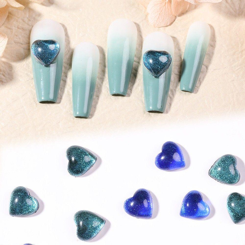 AUGUSTINA Agustin 3D Pesona Kuku Aurora Kristal DIY Bahan Nail Beauty Hiasan Kuku Cinta Hati Manicure Jewelry