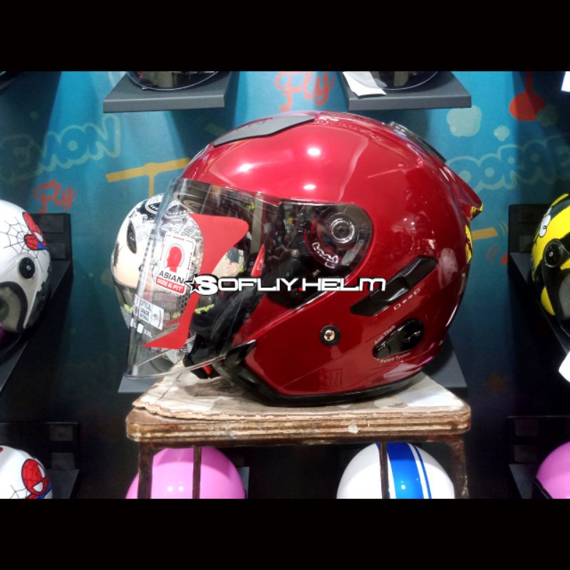 HELM KYT GALAXY SLIDE FLAT R SOLID RED MAROON DOUBLE VISOR KYT HELM GALAXY FLAT SOLID POLOS HALF FAC