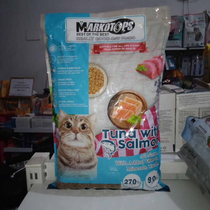 Markotops Tuna With Salmon Repack 1kg~Makanan Kucing Markotop