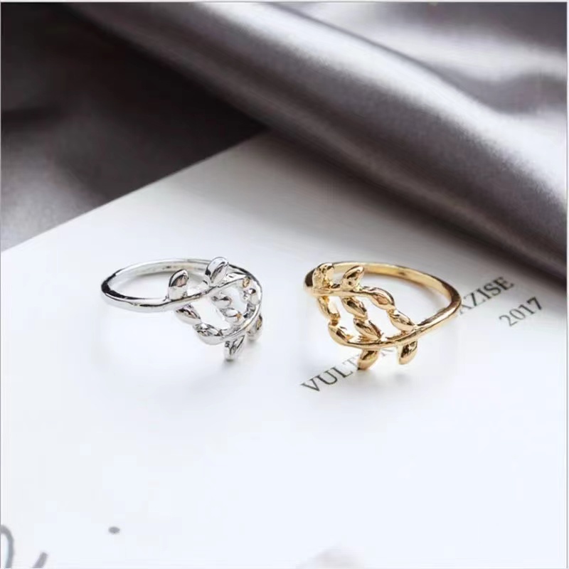 Cincin Wanita Daun Simple Elegan Perhiasan Aksesoris Korean Import