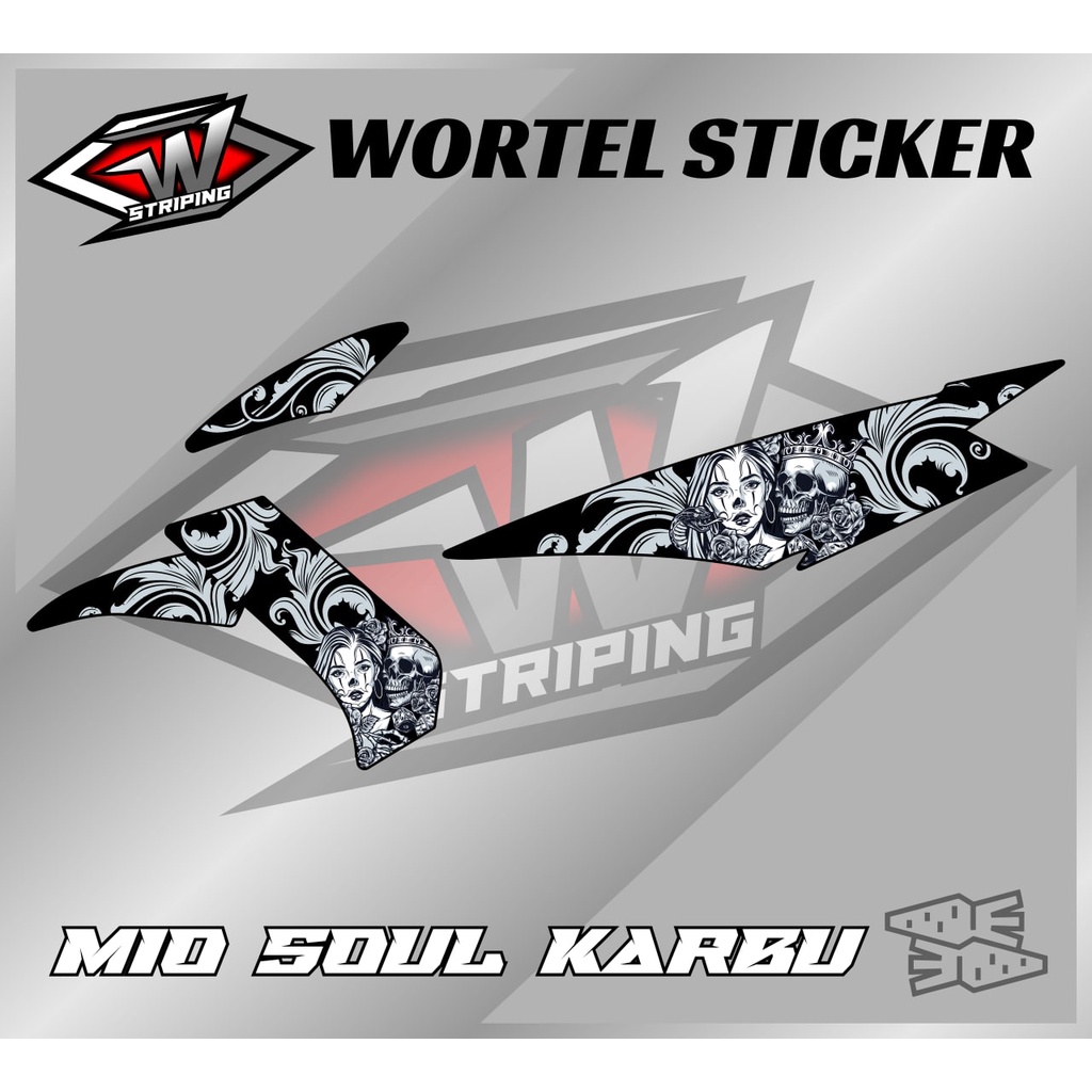 Striping Mio Soul Karbu-Striping Stiker Hologram Motor Mio Soul Karbu Skull