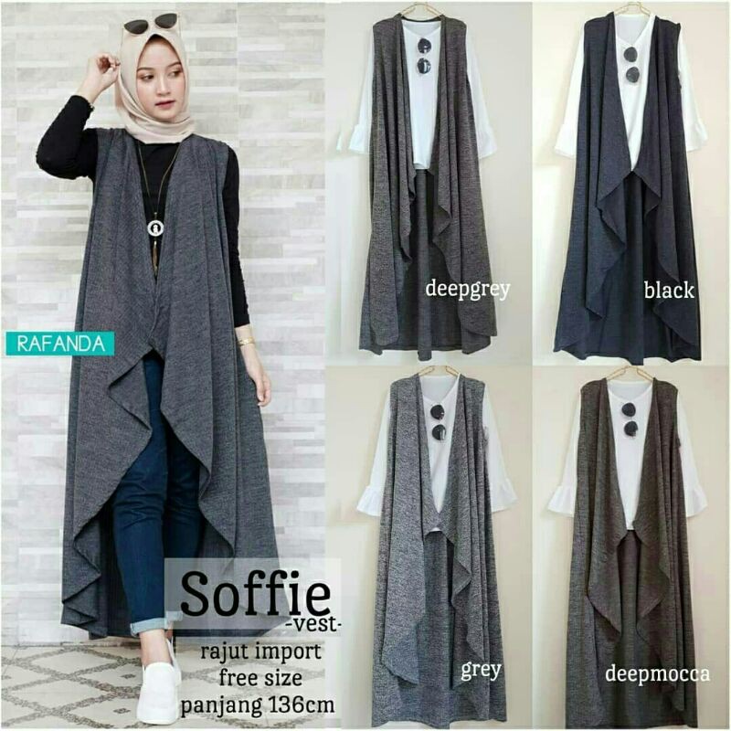 Soffie Vest  CARDIGAN WANITA rajut import cantik murah cardi tanpa lengan panjang cewek new casual