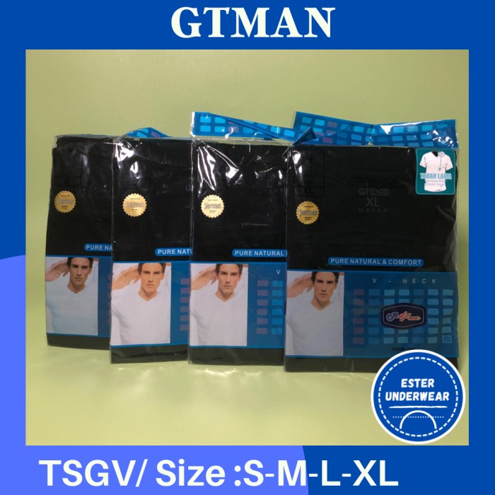 Kaos Dalam OBLONG GTMAN V-NECK TSGV HITAM ISI 1PCS