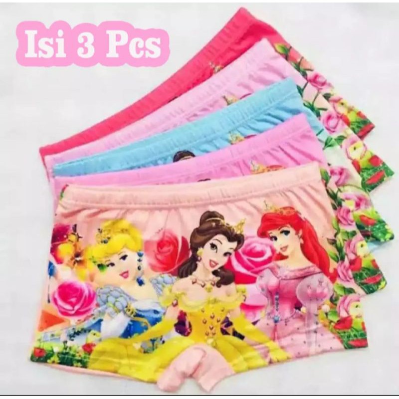 3 PCS CD Boxer Karakter Anak Perempuan-Celana Dalam Anak Model Boxer