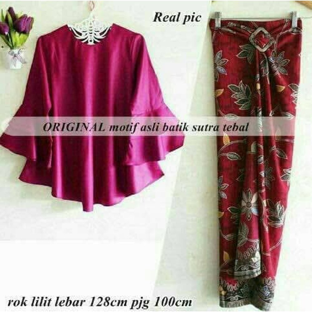 Dijual Set Kebaya Kutubaru Bella  Rok Lilit Warna Pink Fanta  Asesoris Free Berkualitas