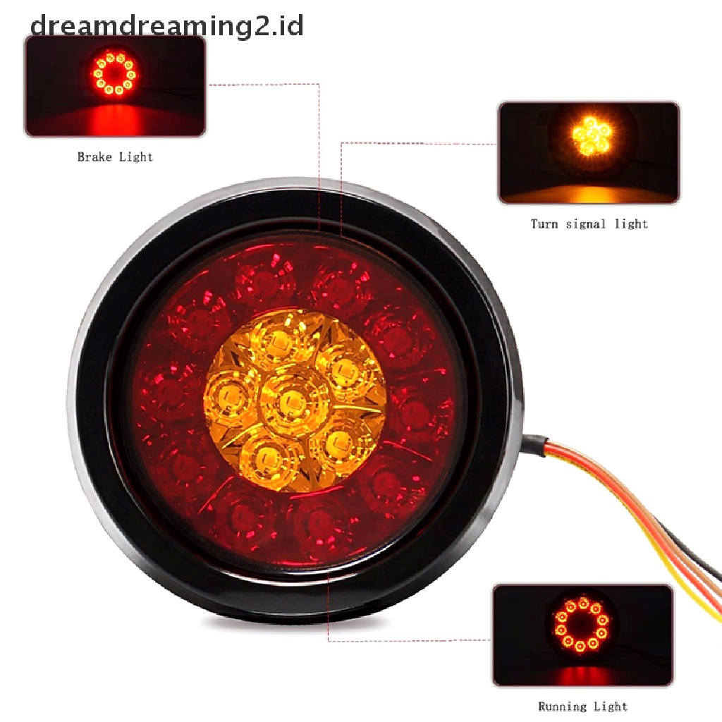 (LIKE) Lampu Rem / Sein 16-LED 4 &quot;Bentuk Bulat Warna Merah / Amber Untuk Truk / Trailer  //