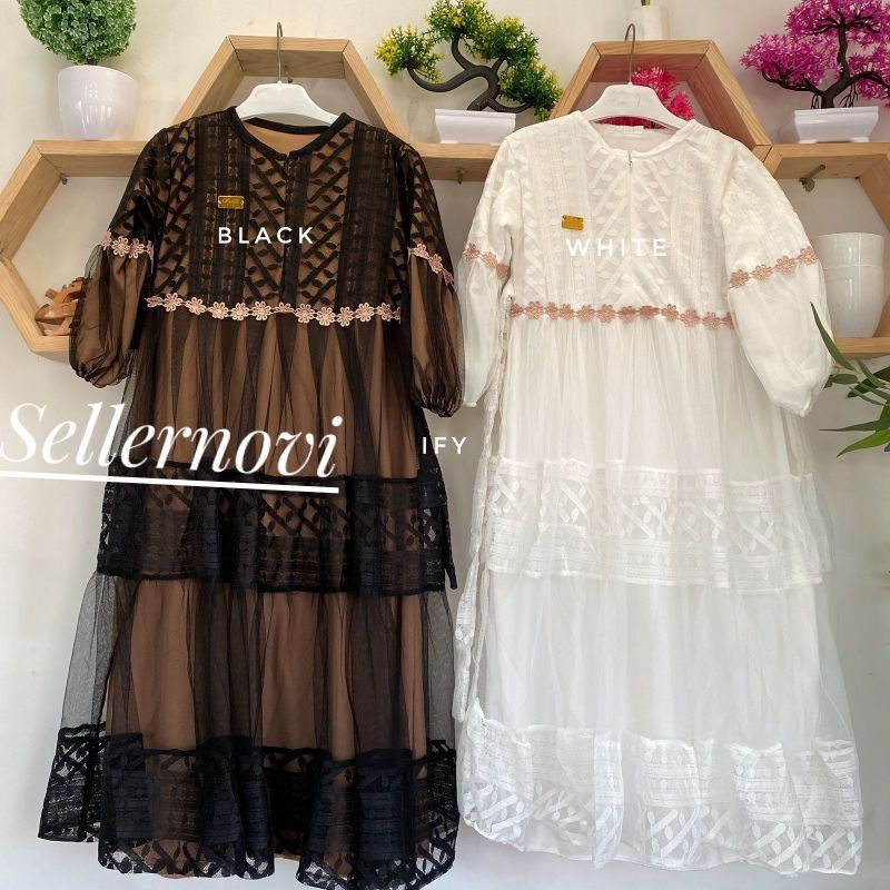 Gamis pesta Anak perempuan Bahan Brukat Tile kekinian Ukuran S/M/L/XL Umur 3-17 Tahun Terlaris Sekarang