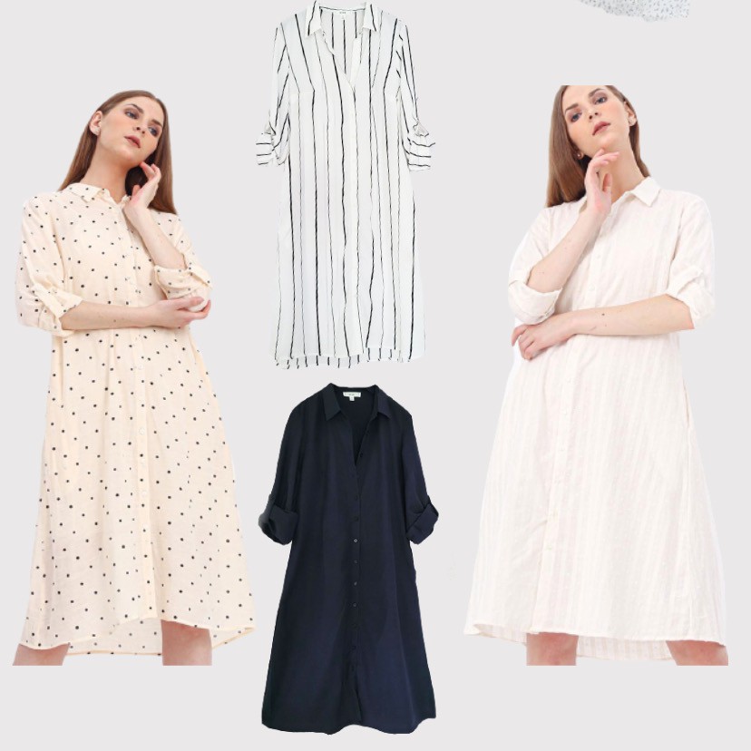 MIND Dress Shirtdress Stripe BW Tiny Bluefloral Polka Sands Tex LinenBlend White Spot Navy