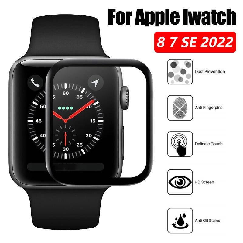 Film Pelindung Layar HD 3D Blu-ray Full Cover 40mm 44mm 2022 41mm 45mm Untuk Apple Watch Series SE