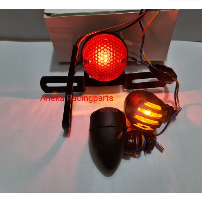 lampu stop belakang set breket dan sen model klasik universal motor variasi lampu belakang