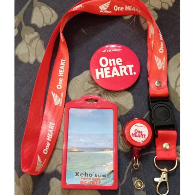 

[PRODUK RKLQB] paket lengkap Tali id card Honda ( one heart ) ecer dan grosir JI8
