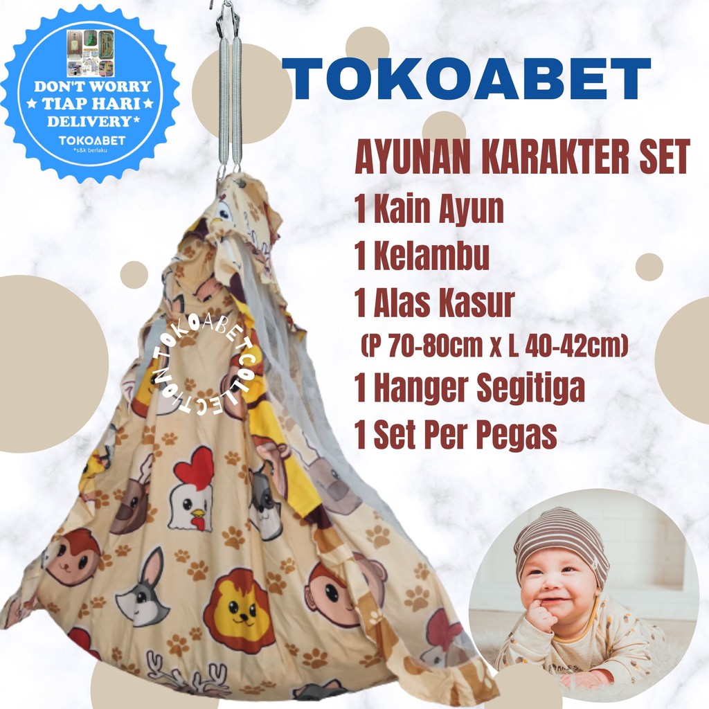 SET Ayunan Kain Karakter Manual Per Hanger Perlengkapan Tidur Bayi NEW VARIAN TOKOABET