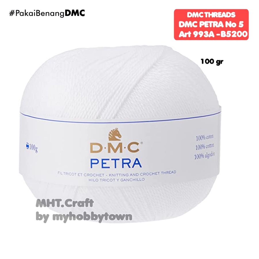 Benang Crochet DMC Petra 100 Gram - B5200 - Snow White Putih