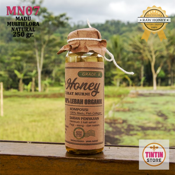

Madu Asli Murni Alami, Raw Honey Multiflora Natural, Madu Hutan Lebah Nyiruan Netto 250 gram | COD