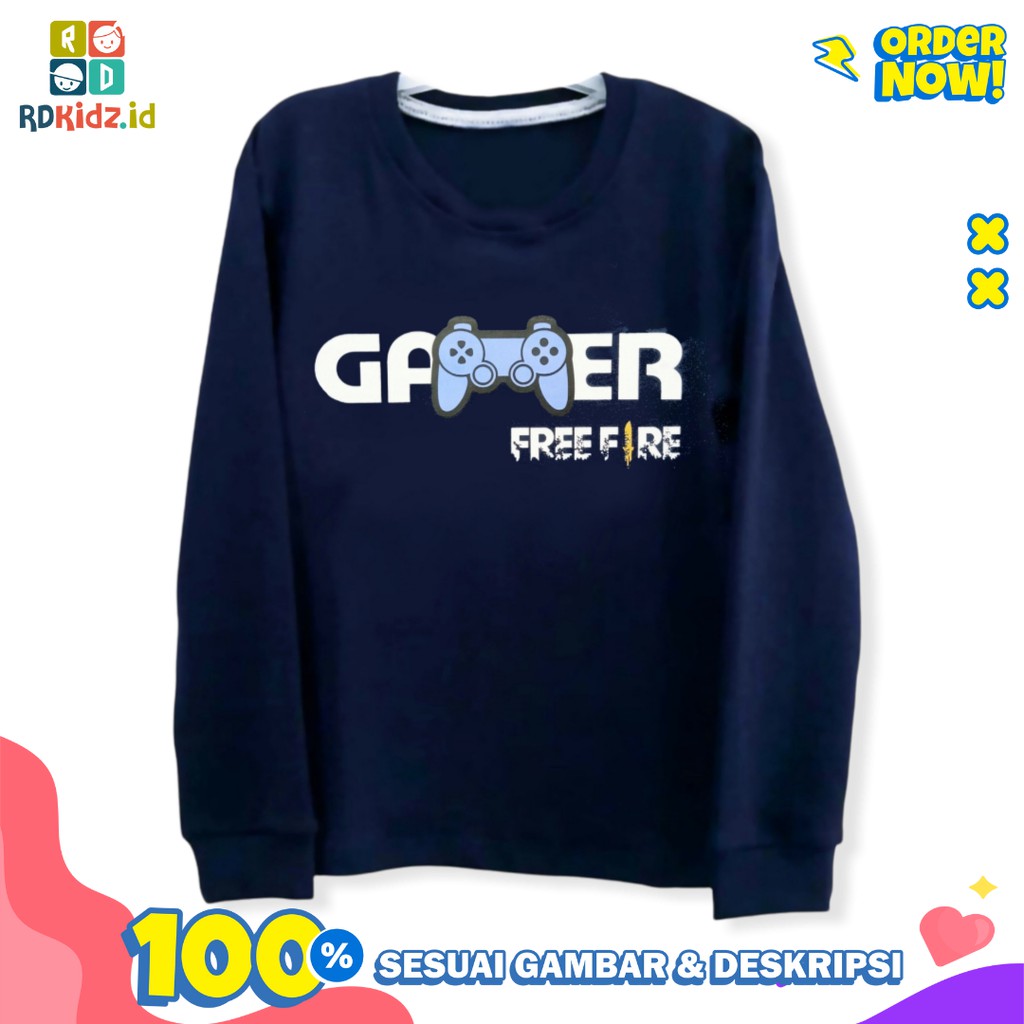 Rdkidzid Kaos Panjang Anak Laki Laki / Atasan Panjang Anak Cowok / Baju Lengan Panjang Anak Motif Free Fire