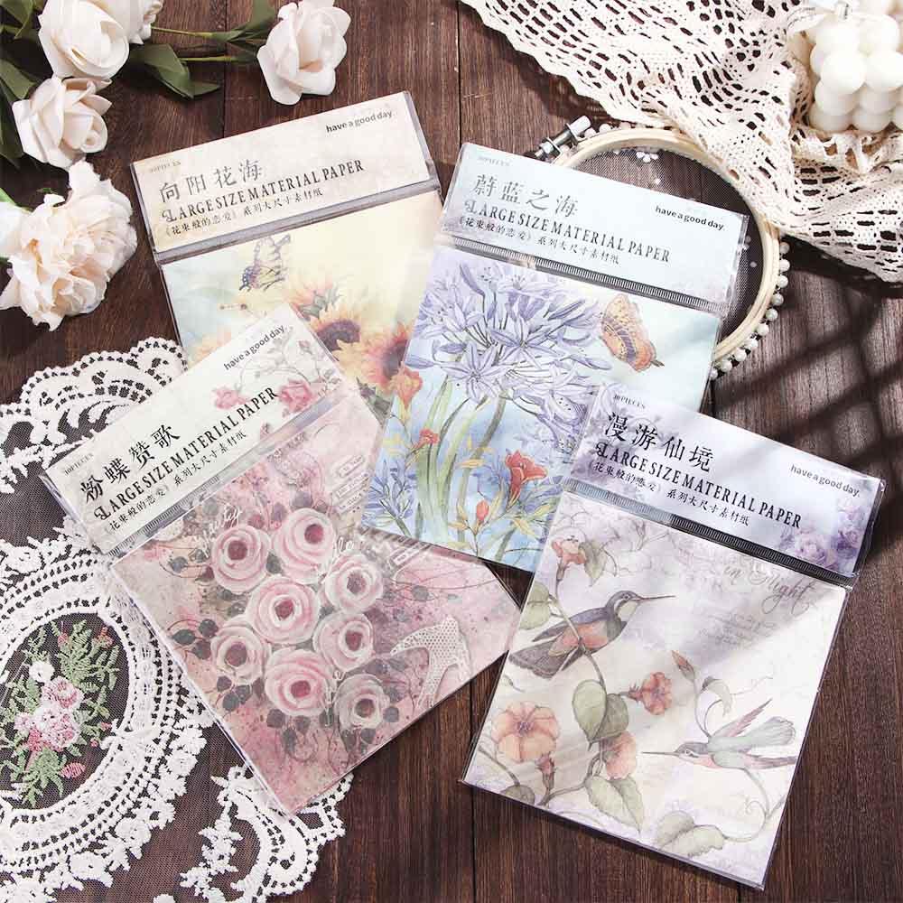 Mxbeauty Bahan Bunga Perlengkapan Kertas Vintage DIY Junk Journal Planner Kertas Hias Album Dekorasi Kerajinan Background Papers