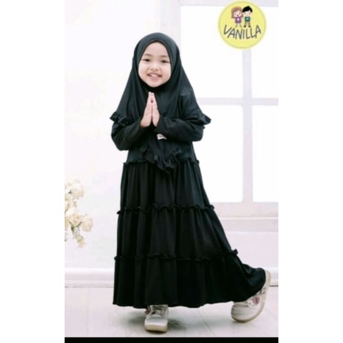 GAMIS ANAK TERBARU 1-9 TAHUN JERSEY PREMIUM SET HIJAB SYAR'I REMPEL SUSUN /GAMIS ANAK PEREMPUAN/MODEL GAMIS ANAK