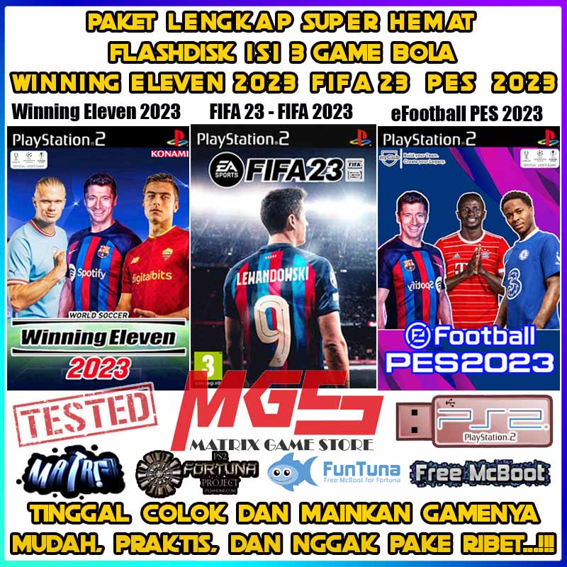 Paket 3 Game Flashdisk PS2 PS 2 Winning Eleven 2023 - PES 2023 - FIFA 23 - FIFA 2023