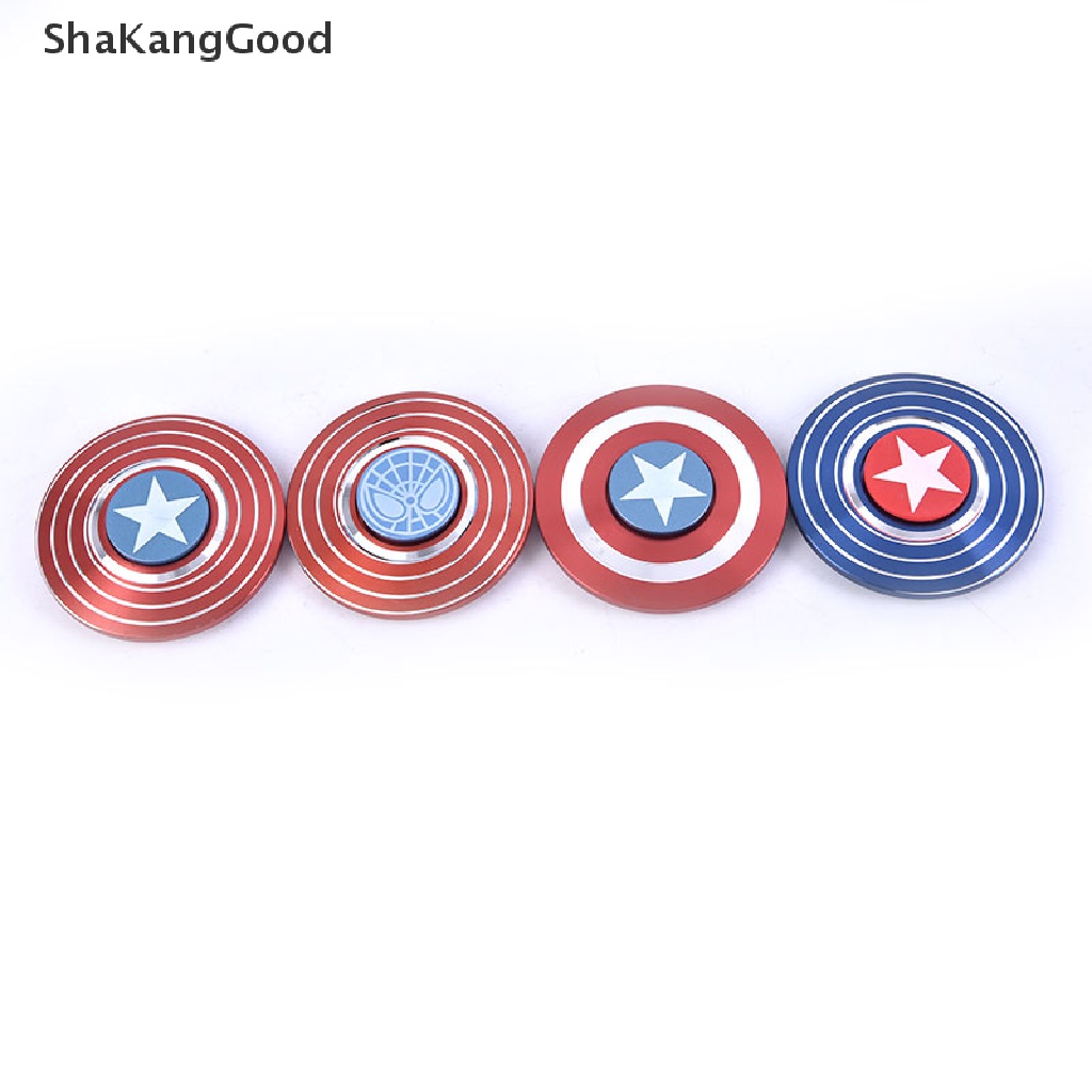 Mainan Spinner Gyro Dekompresi Bentuk Perisai Captain America Bahan Alloy