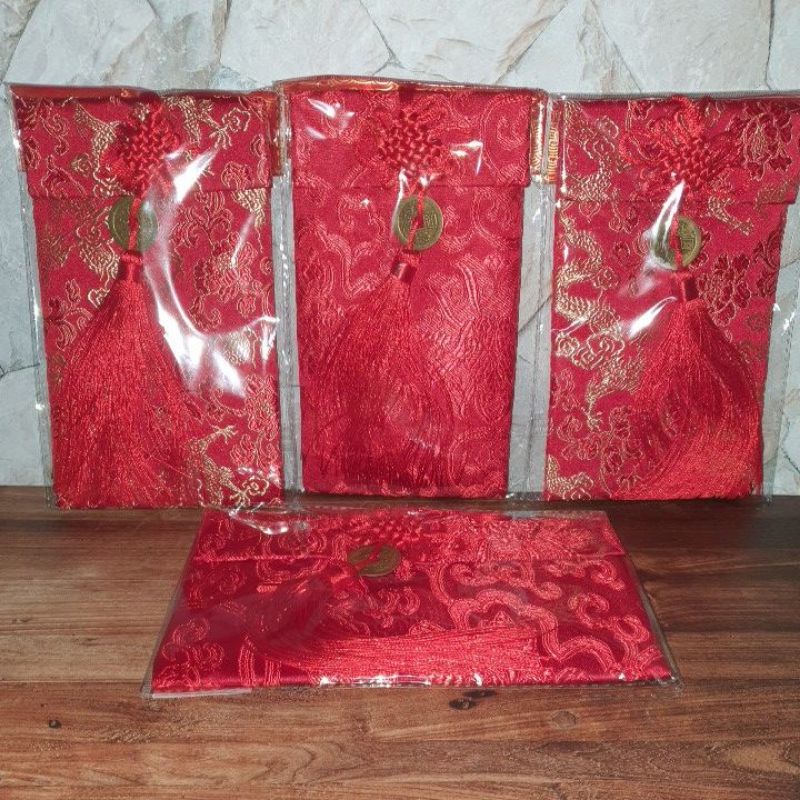 

angpao kain red hoki/ampau imlek fuk keberuntungan/amplop tahun baru cina souvenir hampers