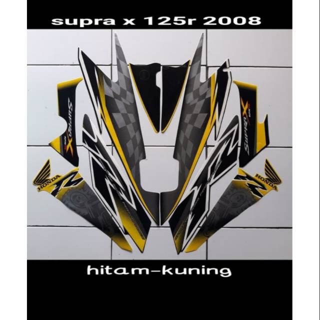 Striping honda supra x 125 2008 warna kuning abu abu