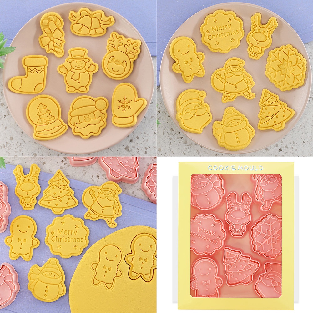 4pcs / Set Cetakan Adonan Kue Fondant Desain Kartun Santa Snowflake Untuk Dekorasi Natal