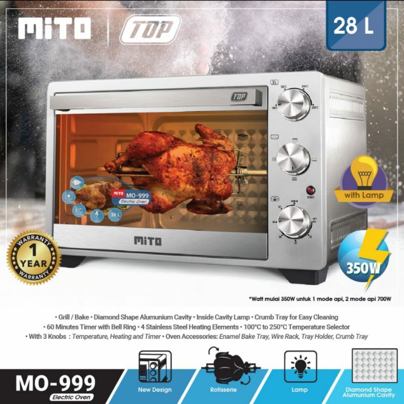 OVEN LISTRIK MITO TOP MO-999 NEW MO999 28L OVEN TOP Garansi Resmi