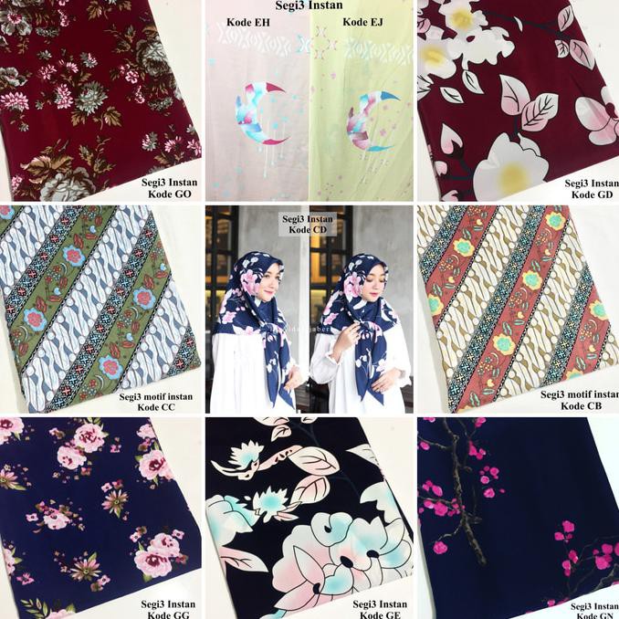 BIG SALE! HIJAB SEGI3 INSTAN / SEGI EMPAT INSTAN MOTIF / SQUARE MOTIF / JILBAB