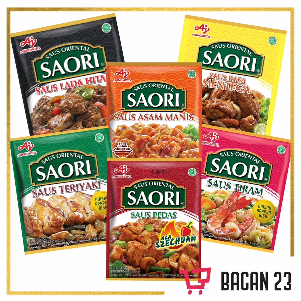 

Saori Saus Oriental 26ml (Pedas - Teriyaki - Lada Hitam - Mentega - Tiram - Asam Manis ) - Bacan 23