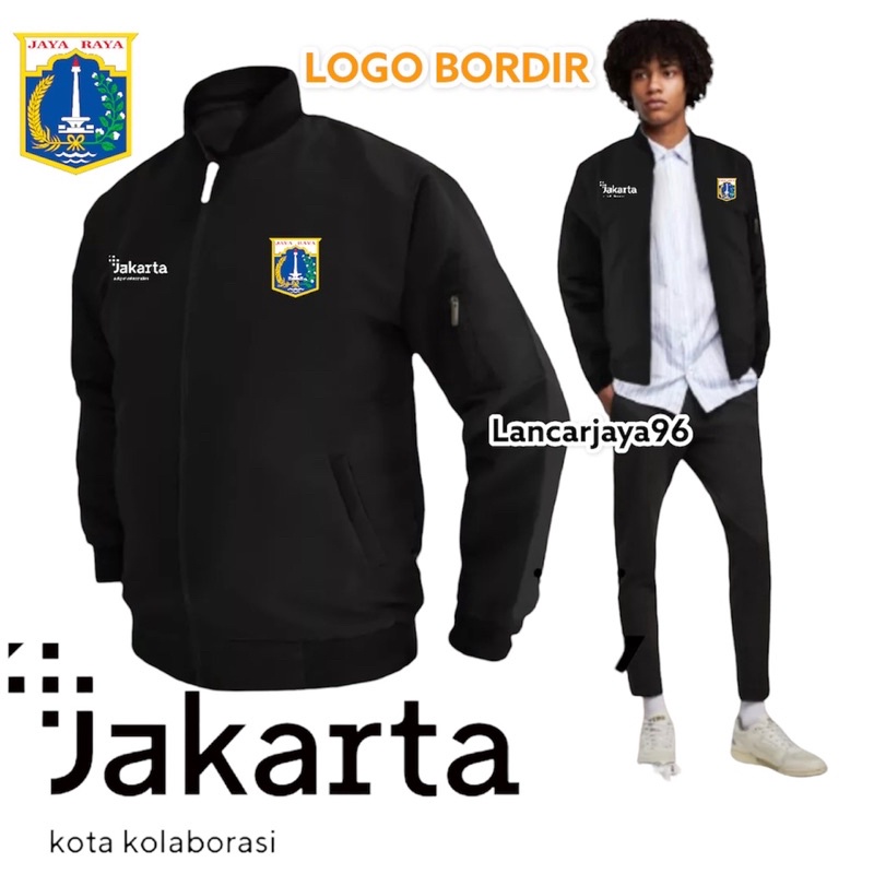 COD Jaket Bomber Parasut BORDIR Jakarta Kota Kolaborasi / Jaket Jakarta Kolaborasi Terbaru / Termura
