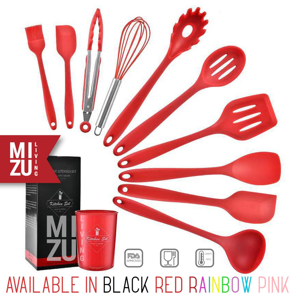 UNDICI 11 in 1 SET + STAND Silicone Kitchen Utensil Set Spatula Cooking Set PEFE/PFOA/BPA-Free