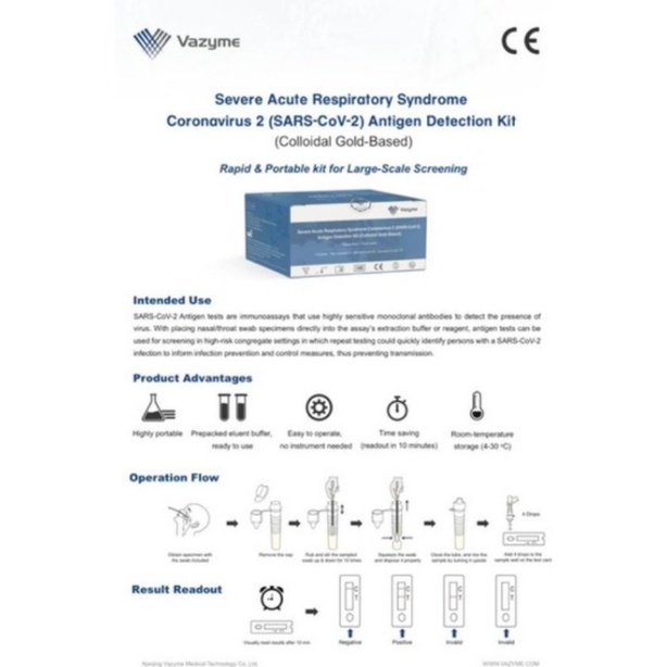 Alat Test Swab Antigen Hidung Vazyme Termurah 100% Original