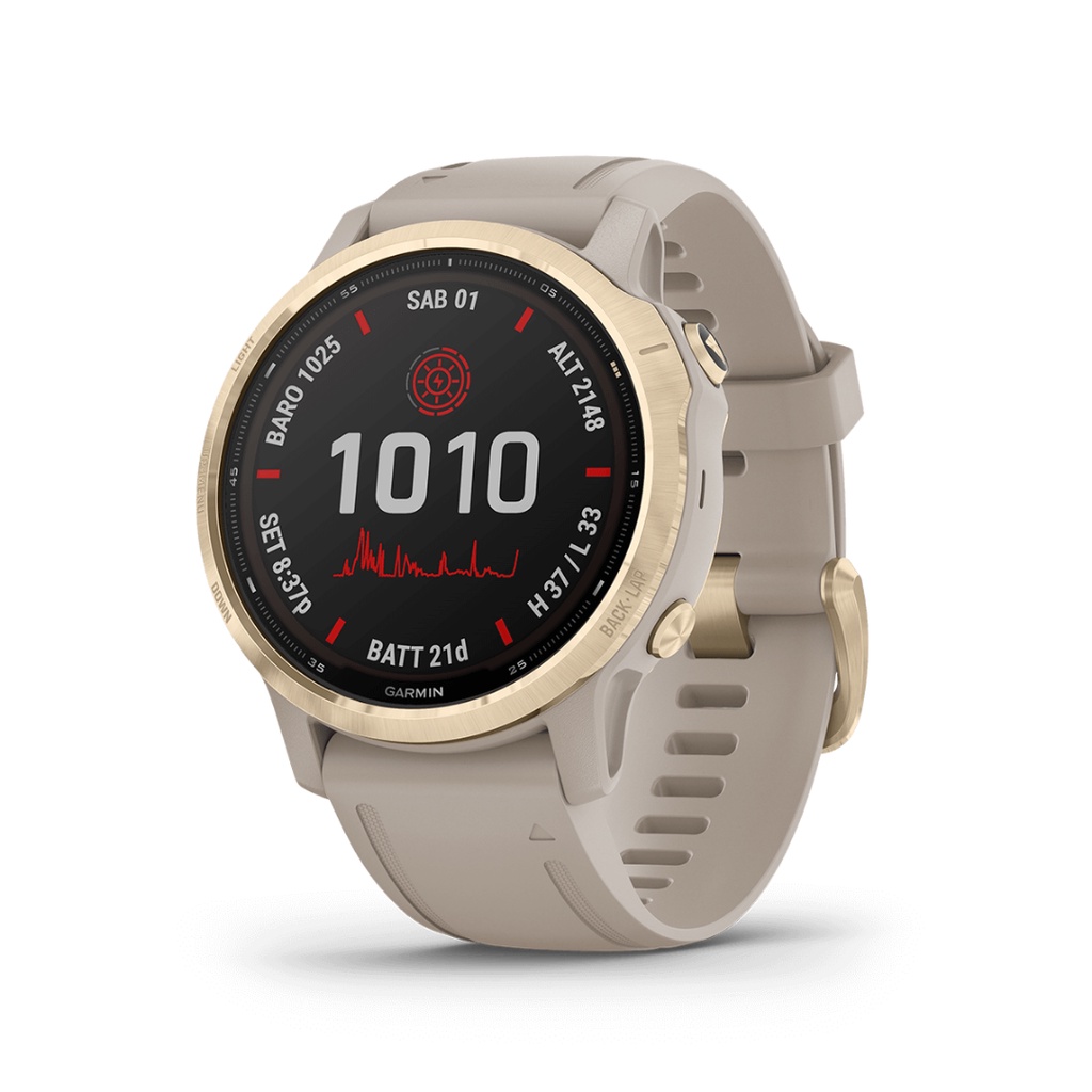 GARMIN FENIX 6S PRO SOLAR LIGHT GOLD WITH LIGHT SAND BAND NEW ORIGINAL GARANSI RESMI TAM