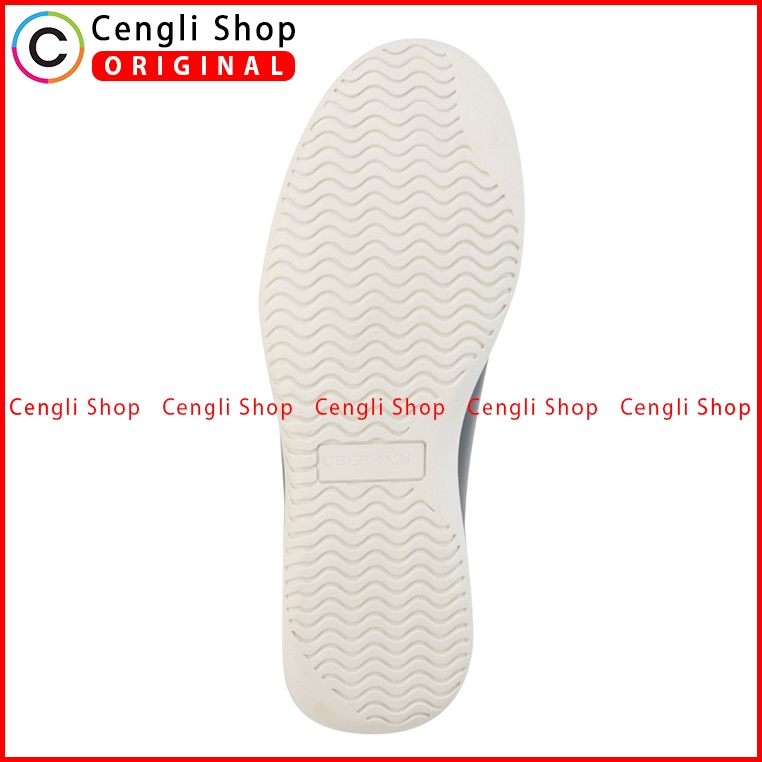 SEPATU OBERMAIN PRIA ORIGINAL SNEAKER CASUAL KULIT ASLI BIRU NAVY OM02