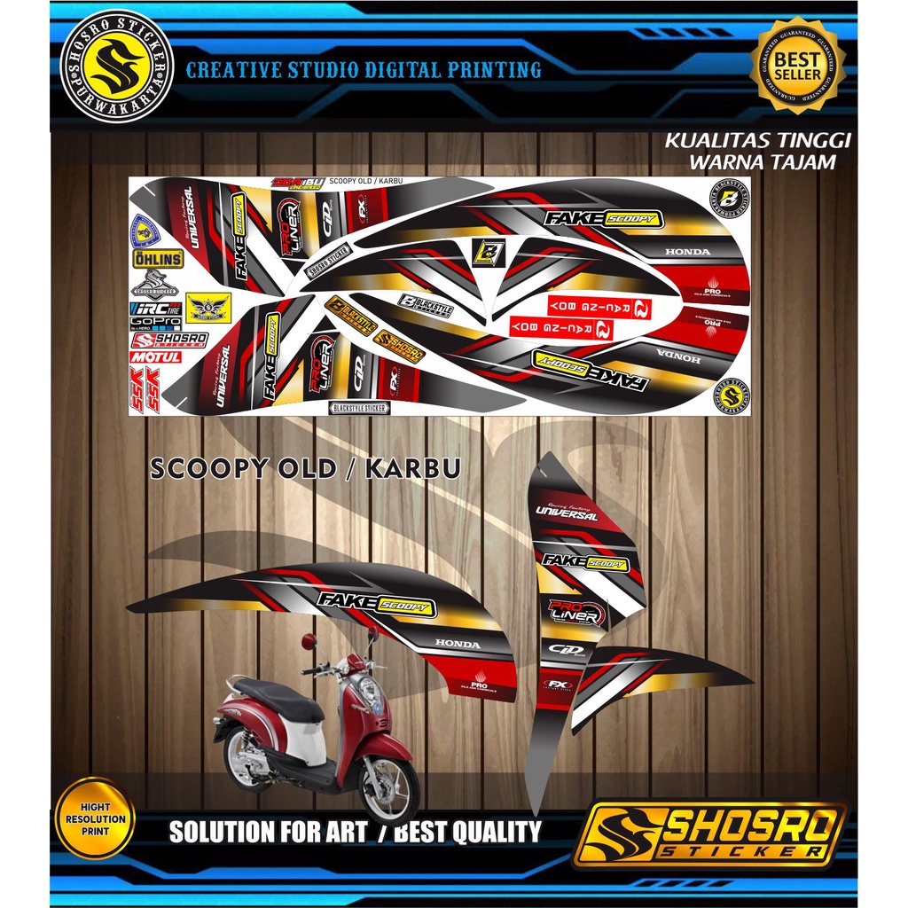 MOTIF VARIASI CUSTOM STIKER BUAT MOTOR HONDA POLET LIS MATIK SCOOPY LAMA / OLD /VARIASI LIS STRIPING