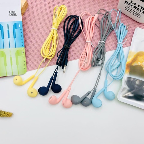 Earphone Headset Music Angel Macaron Mate Color Hifi Extra Bass / Handsfree U19