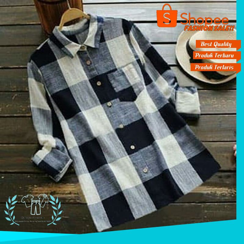 TUNIK WANITA REMAJA MUSLIMAH [Tunix catur black RO]Tunik wanita katun kotak blkac PENDEK DISKON