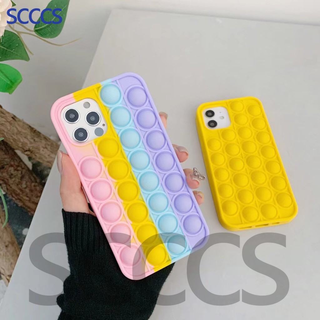 Casing Iphone 12 Pro Mini 11 Xs Max Xr 7 8 Plus Motif Pop It Push Bubble