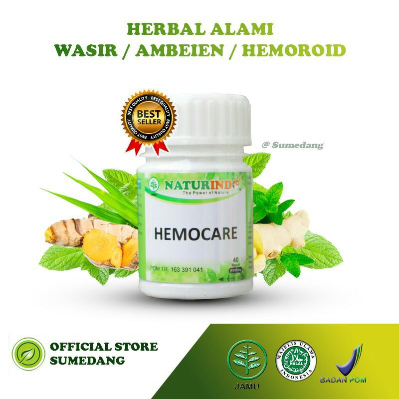 HEMOCARE obat herbal ambien ambeyen anus bengkak lecet dengan gejala susah bab panas benjolan nyeri dan radang isi 40 kapsul-5