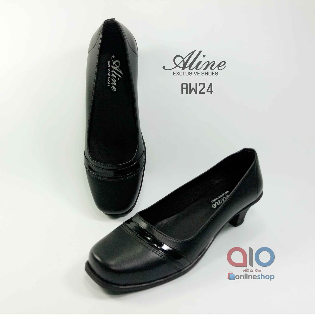 Sepatu Pantofel Wanita Hak 5 Cm Heels Hitam Formal Guru Sekolah Kantor Kerja AW24
