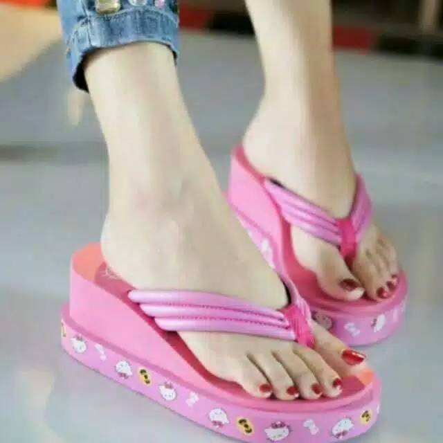 SH_Sendal Wedges Wanita Hello Kitty