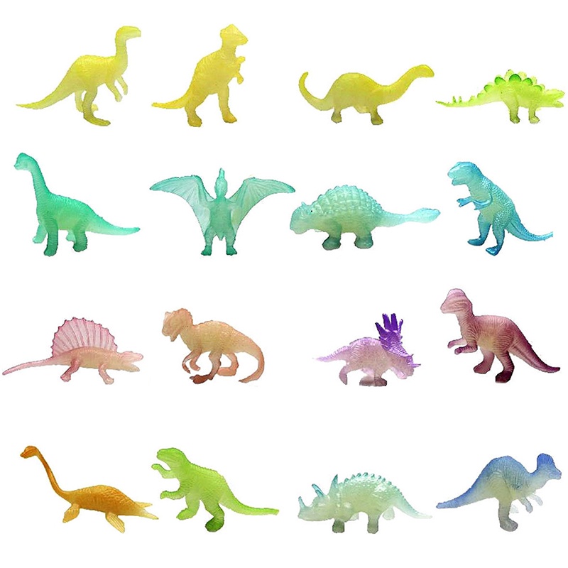 16pcs / set Mainan Dinosaurus Jurassic Noctilucent Glow In The Dark