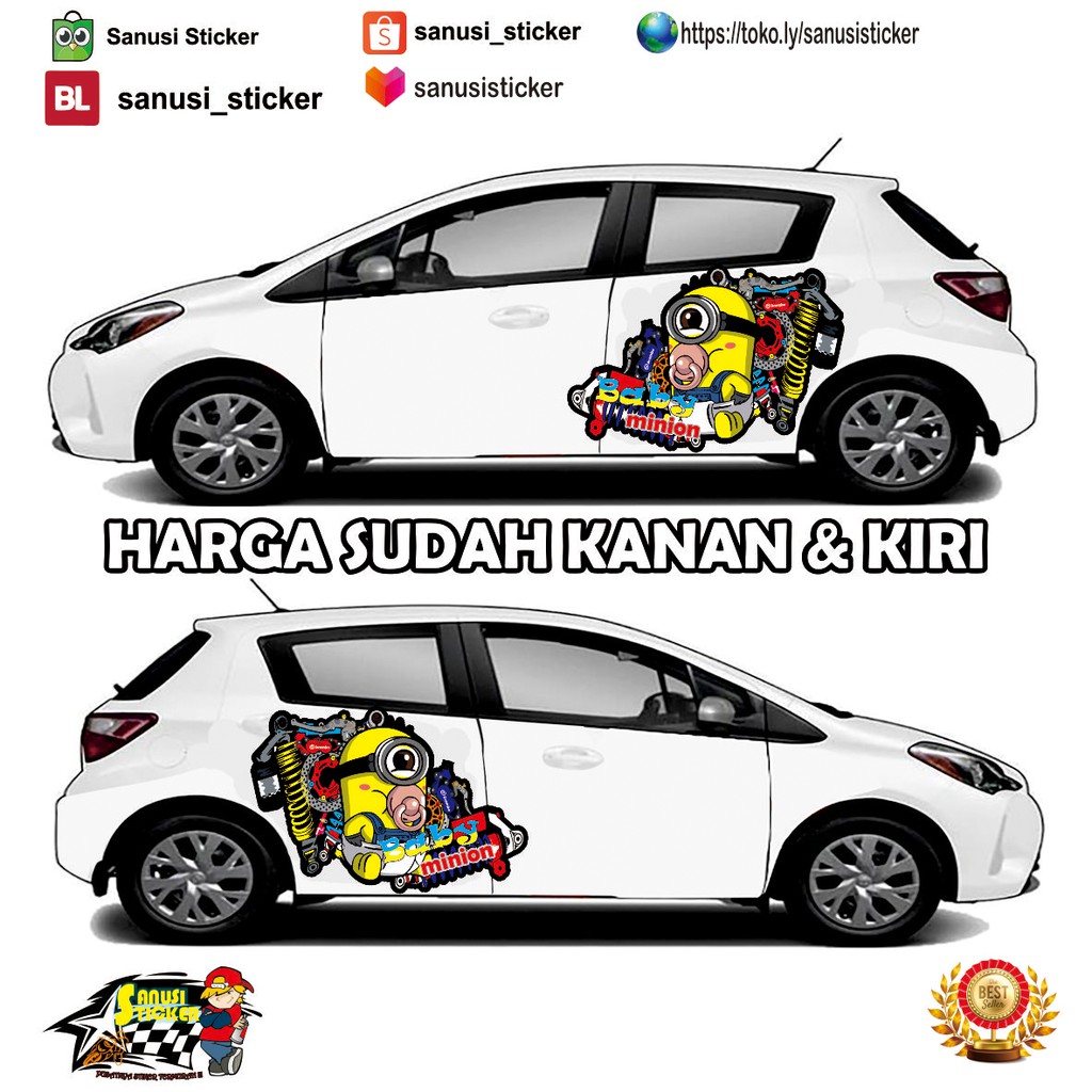 BISA COD Promo Stiker Mobil Decal Stiker Cutting Stiker Baby Minion 3D Racing V1 Shopee Indonesia