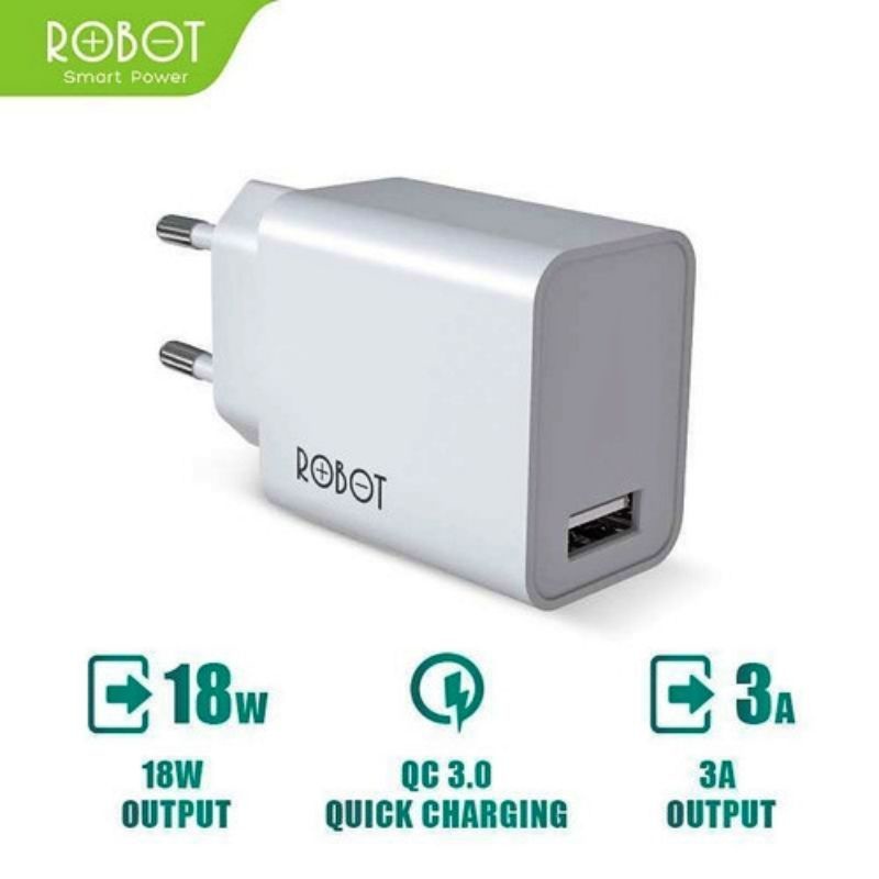 (ROBOT RTF-1) Kepala Charger 18W Adapter Single Port Quick Charge 3A Qualcomm 3.0