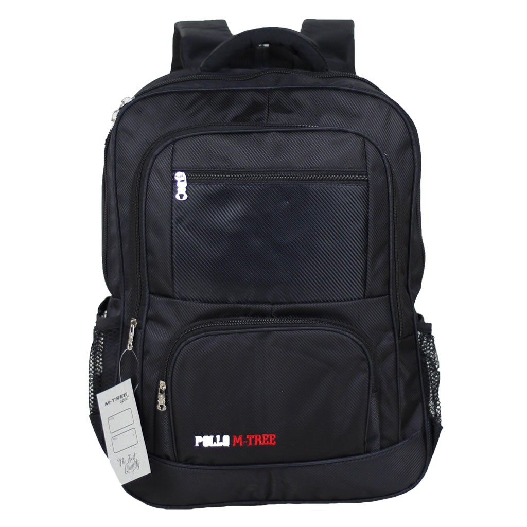 Tas Ransel Punggung POLO Hitam Sekolah Kerja Kuliah Outdoor Fashionable Pria Wanita FREE Rain Cover