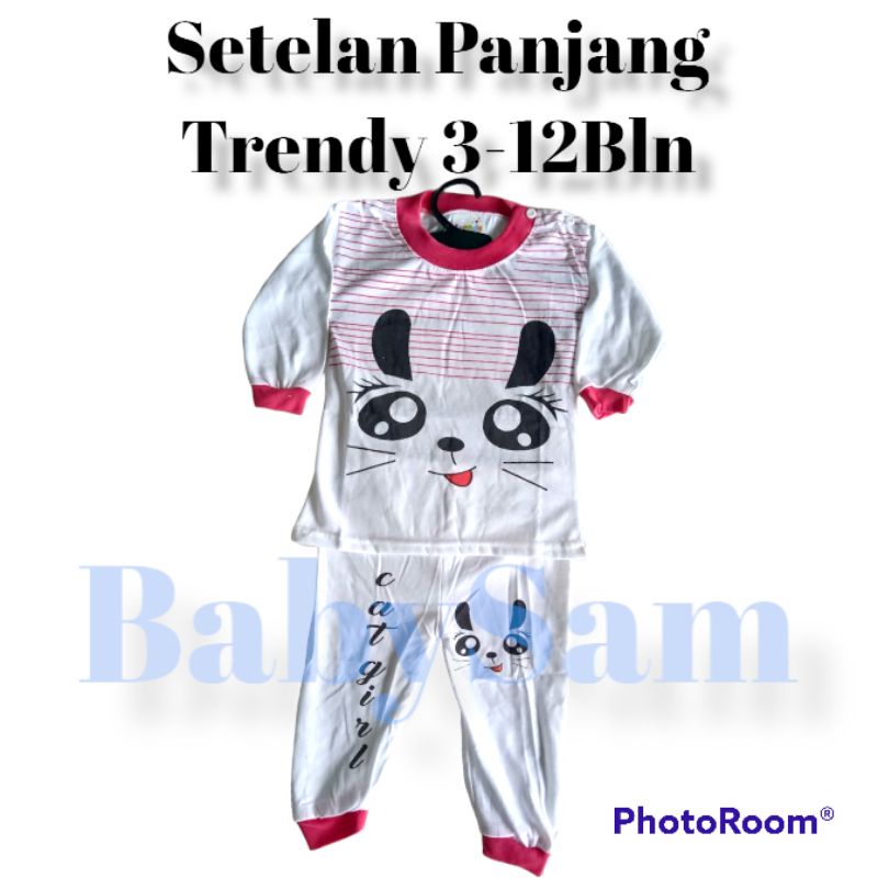 Setelan Piyama Bayi Panjang Trendy Laki-Laki dan Perempuan 3-12Bulan