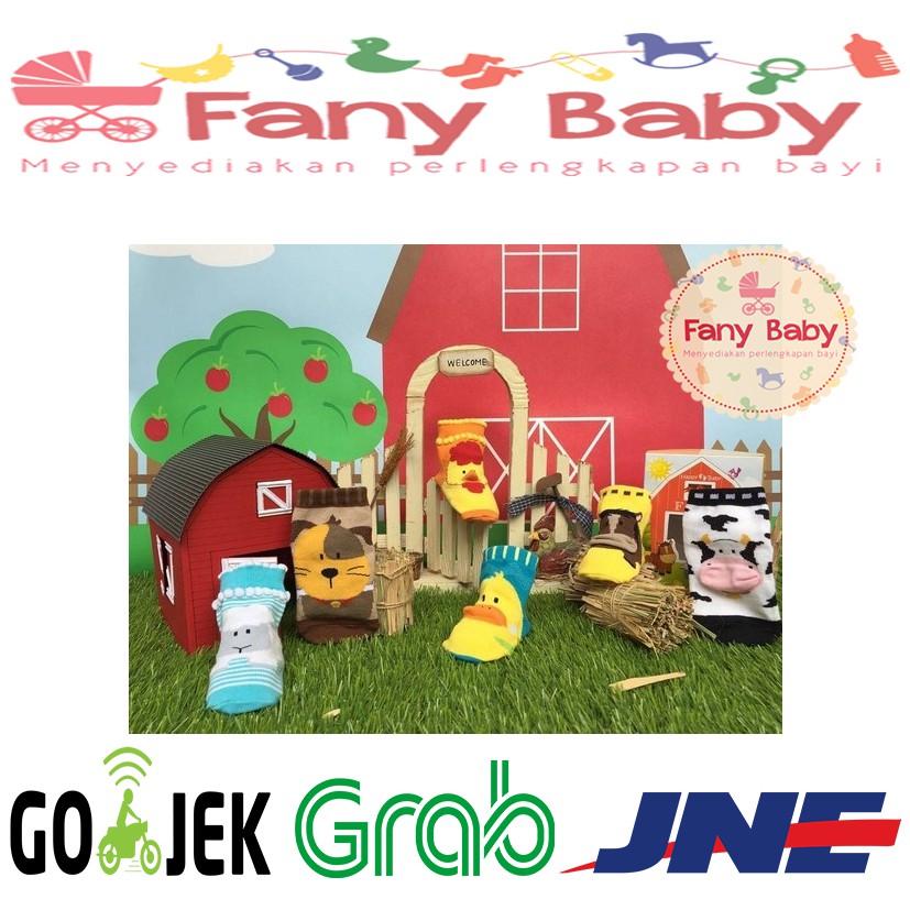 Happy Baby Socks Farm / Kaos Kaki Bayi Antislip 6-12 &amp; 12-24bln