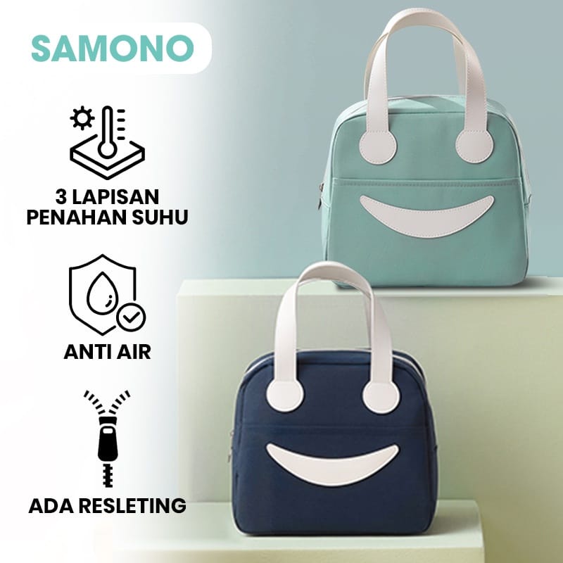 SMILE BENTO BAG SAMONO TAS TEMPAT MAKAN SIANG LUNCH BAG BEKAL